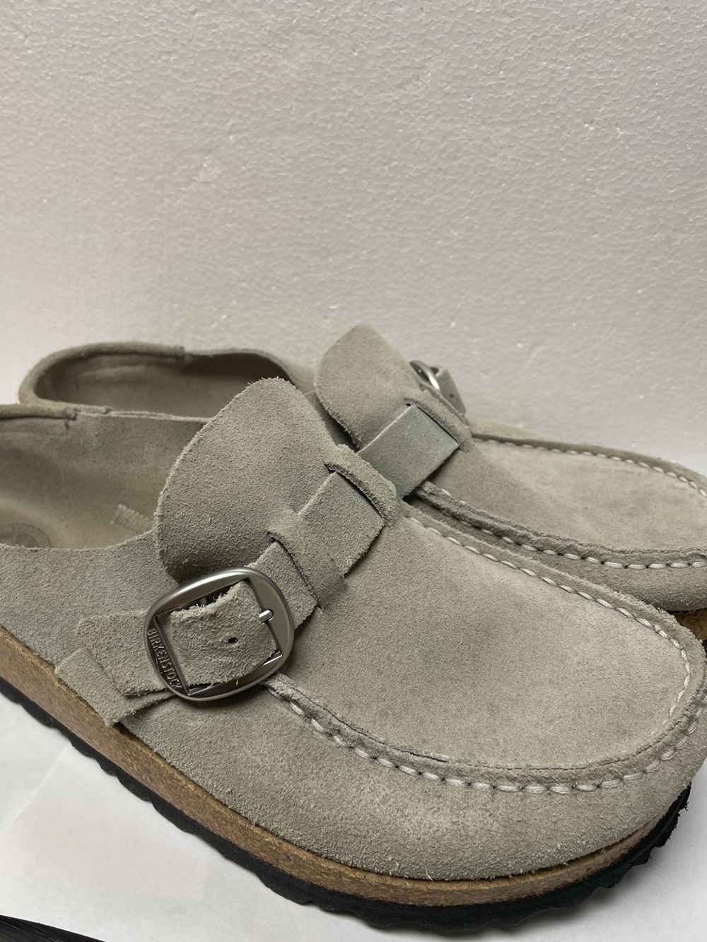 Birkenstock Buckley Taupe Suede Leather Clogs Size 38 US 7.5